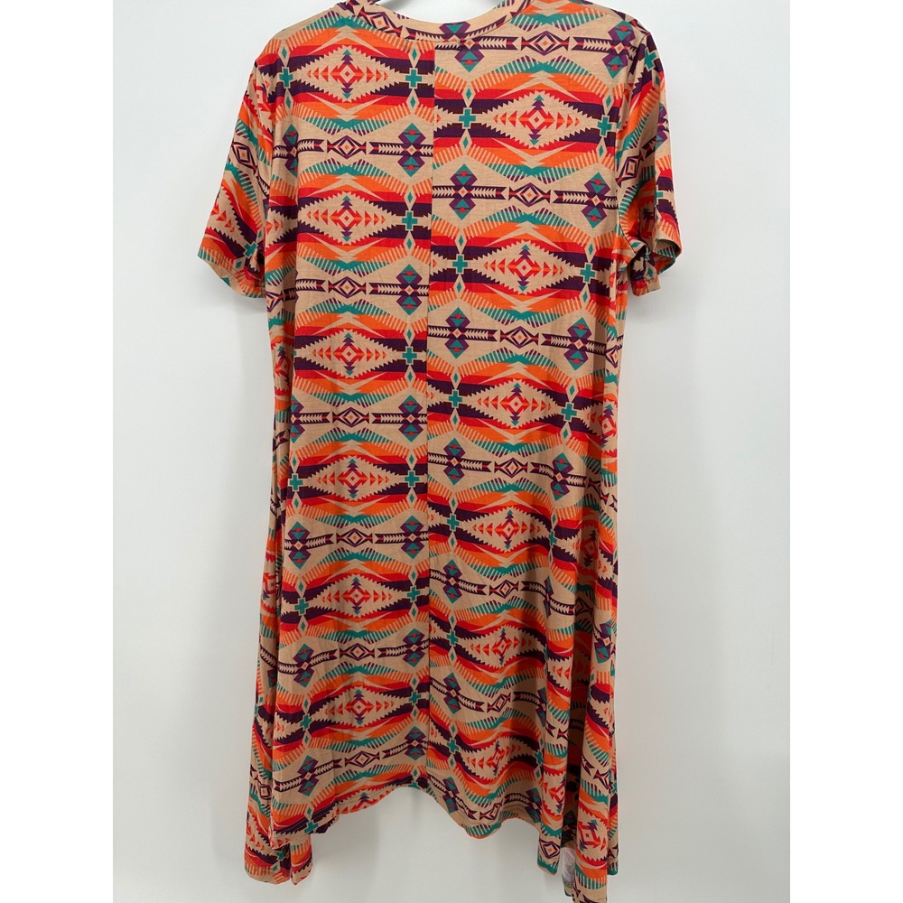Crazy Train Womens XL Southwestern Aztec High Low Tunic Top Orange Teal Western - Picture 4 of 4